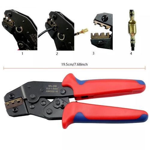 SN-48B Ratchet Crimping Plier Crimper Tool 0.5-1.5mm² AWG22-16 for Terminal Kit — image 7