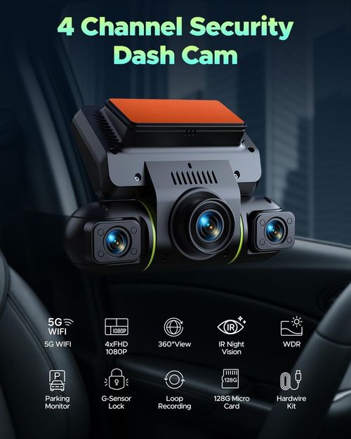 4 Channel Dash Cam 360°View 1080P Car Camera 5G WiFi With Hardwire Kit &128GB UK — image 6