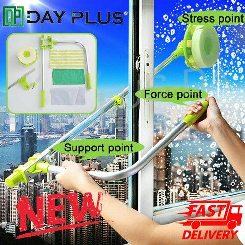 HIGH-RISE WINDOW CLEANER GLASS DUST CLEANING BRUSH SQUEEGEE U-TYPE TELESCOPIC UK