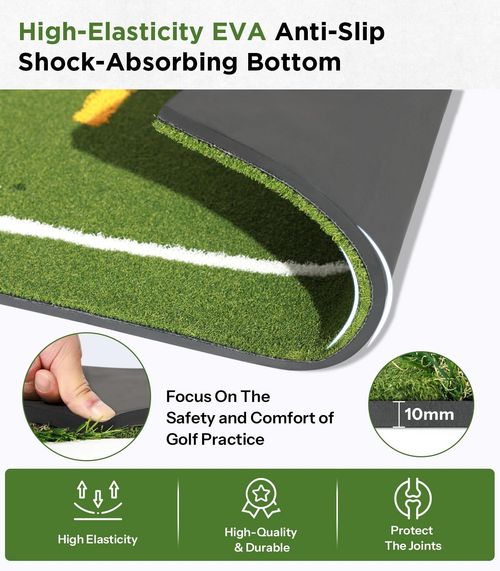 Golf Mat with Dual Turf Golf Hitting Mat with Standing Guide-Line & Swing Path — image 12