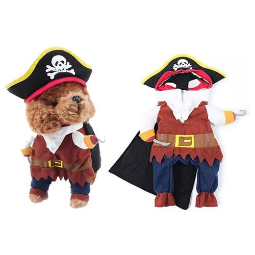Dog Cat Pet Pirate Cosplay Costume Fun Fancy Dress Outfit Halloween Clothes Set