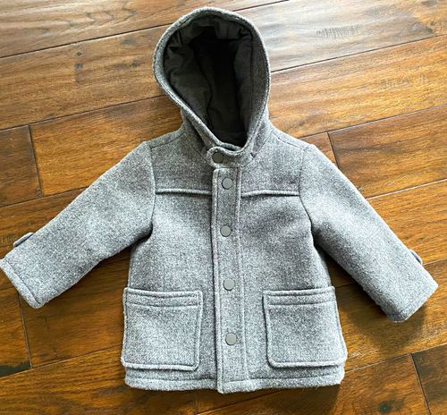 Zara Baby Boy Hooded Wool Blend Coat Pockets Gray Boys 18-24M — image 1