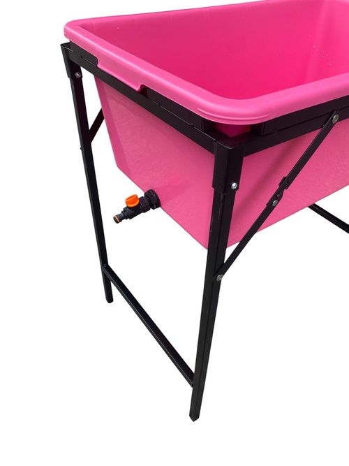 90L Pink Dog Bath with Stand & Drain Valve – Foldable Pet Washing Tub — image 8