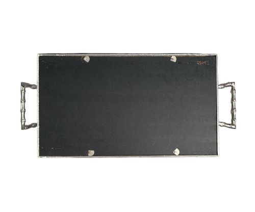 Mid-Century Mirrored Faux Bamboo Serving Table Silver Tone French Vintage 1960s — image 11
