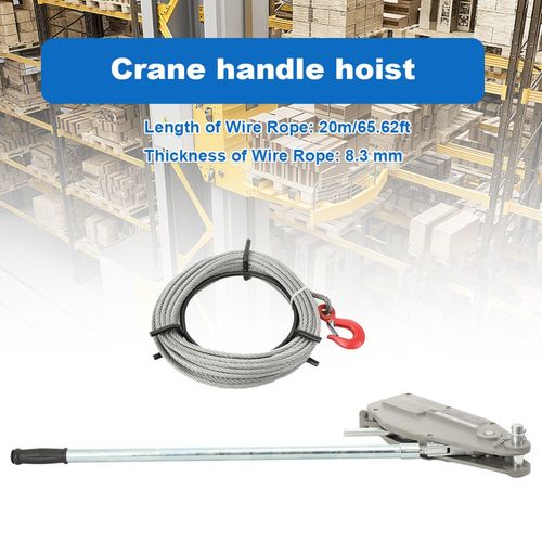 Wire Rope Puller Hand Winch Rope Hoist w/ 20M Rope for Lifting and Pulling 800KG — image 2