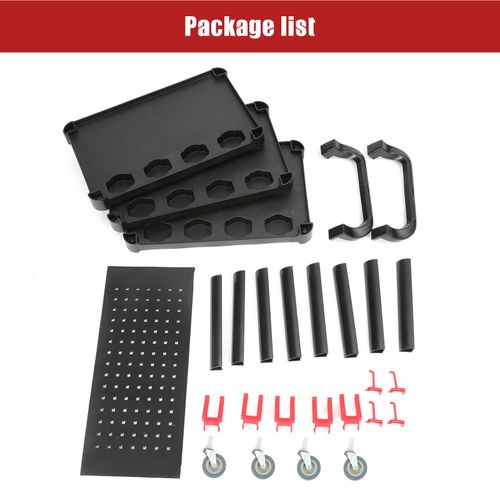 Tool Storage Heavy Duty Garage Trolley Workshop 3 Tier Wheel Cart DIY Black UK — image 13