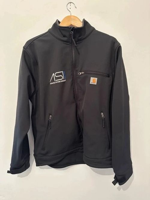 Carhartt Softshell Jacket Black Fleece Lined Embroidered Workwear Mens Large