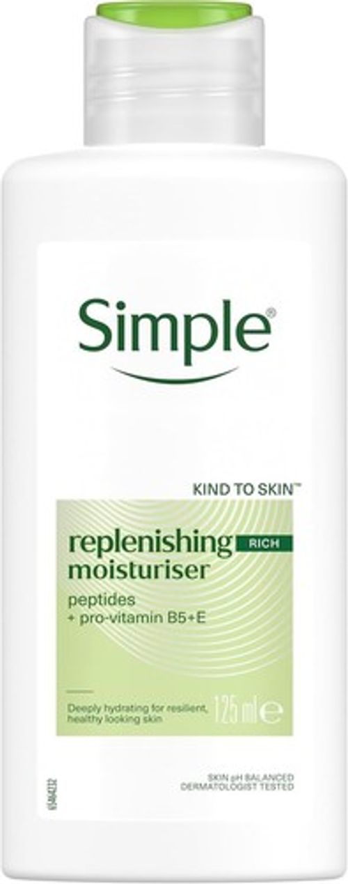 Simple Replenishing Rich Lotion Moisturiser with Pro-Vitamins B5 + E -125ml.