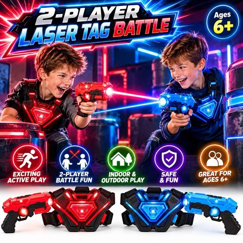 Laser Tag Quest Set 2 Blasters Light Up Chest Plates Childens Christmas Game 6+ — image 3