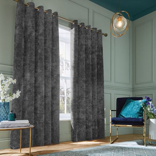 Ring Top Thick Velvet Blackout Curtains Pair Ready Made Eyelet Fully Lined Panel — image 2