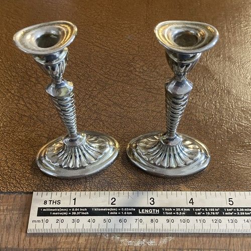 Pair of Silver Plate Candlesticks/Candelabra, 4.5" Tall