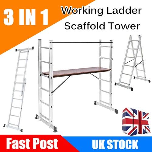 Working Scaffold Scaffolding Tower Aluminium Step Ladder Platform Indoor Outdoor