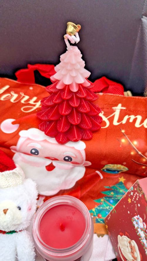 Christmas Gift Set Santa Socks Candle Teddy Bear Tree Ornament Gift Bag