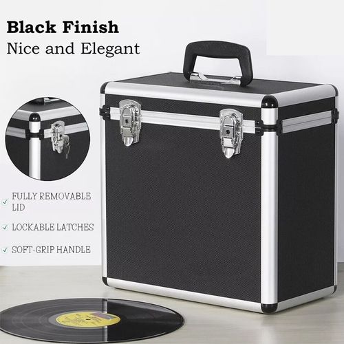 Vinyl LP Storage Box 12" Vinyl Record Storage Case Heavy Duty Lockable Box Black — image 8
