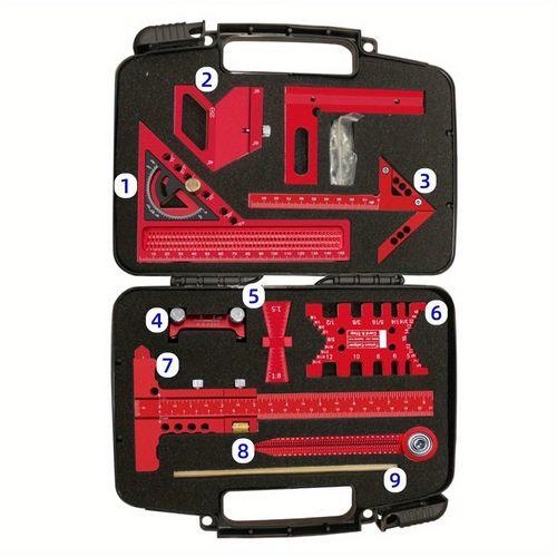 Aluminum Alloy Woodworking Tool Set Multi Function Square Angle Dovetail Rulers — image 1