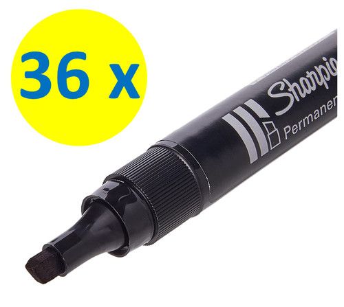 Sharpie W10 Permanent Chisel Tip Black Markers (THICK)