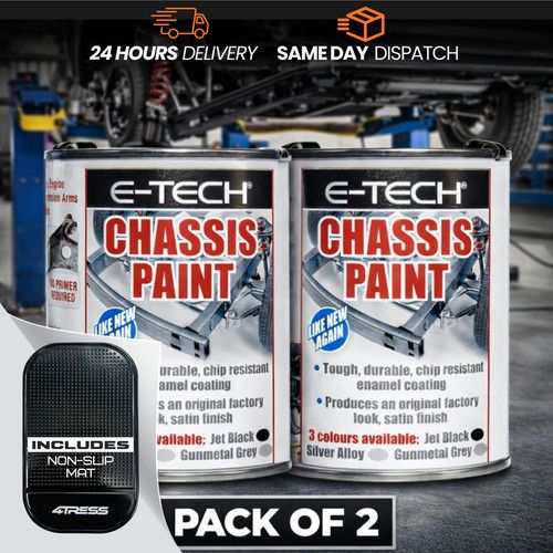 2x E-TECH Jet Black Chassis Paint Quick Repair Chip Resistant 500ML ECHP01 +M