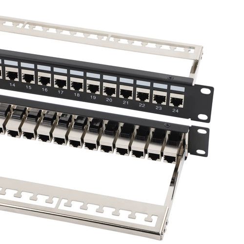 19-Inch 24-Port 1U RJ45 Patch Panel with Cat6/Cat6A Coupler Keystone with Remova