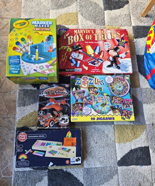 Crayola Kids Toys & Games Bundle: Marker Maker, 10 Jigsaws, Box of Tricks