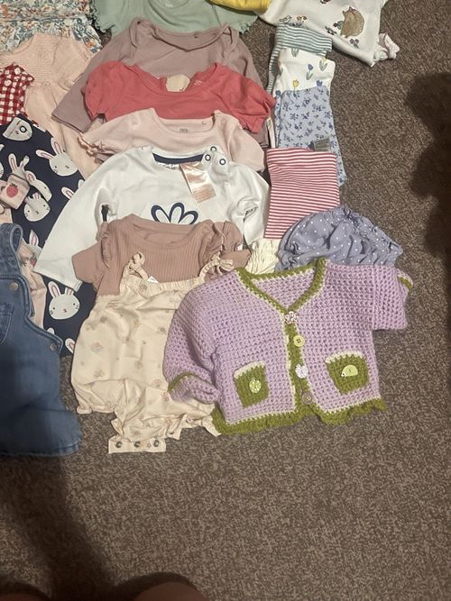 M&S Baby Girls Clothing Bundle 17 Items Dresses Tops Leggings Dungarees Cardigan — image 4