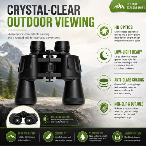 20x50 Military Binoculars Powerful Long Range BAK4 HD Telescope Hunting — image 5