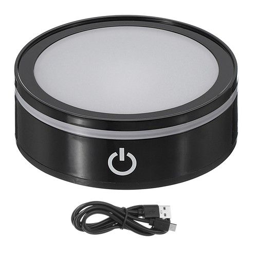 LED Light Base Flat Display Stand, Light Base for 3D Crystal, Black