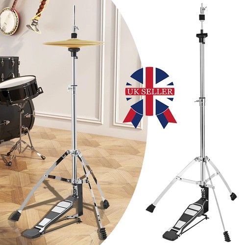 100CM Hi-Hat Cymbal Stand Single Braced 3-Leg Adjustable With 30CM Peda