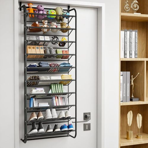 30 Pairs Over Door Shoe Rack Wall Hanging Closet Organizer Storage Stand Black — image 7