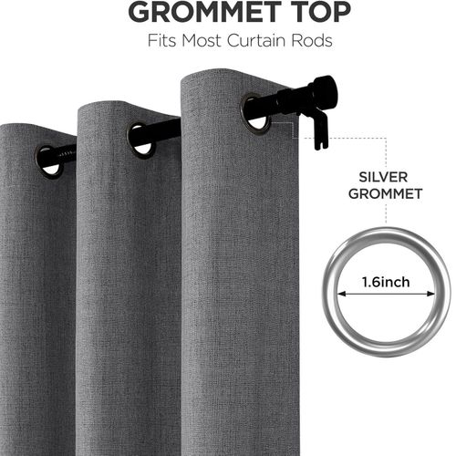 Linen Curtains Blackout Eyelet Ring Top Thick Thermal Ready Made Pair Tie Backs — image 1