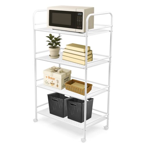 Large Beauty Trolley Cart 4 Shelves Salon Spa Storage Trolley on Wheels White — image 1