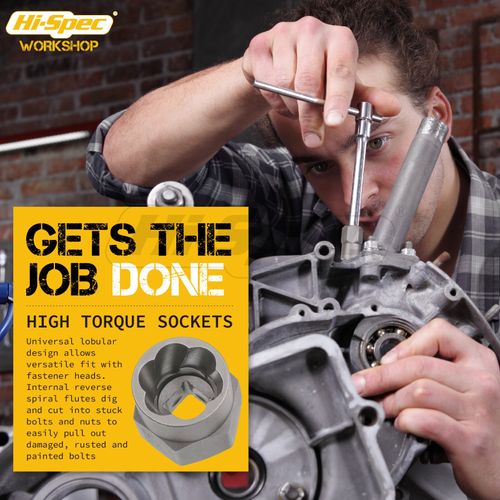 Bolt Nut Extractor Set 14pc Screw Removal Kit Stripped Rounded Rusted Hi-Spec — image 3