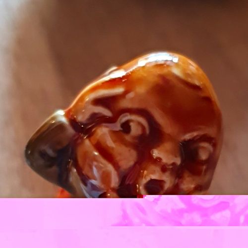 Brown Glossy Glazed Ceramic Dog Head Decorative Figurine, Animals Theme — image 1