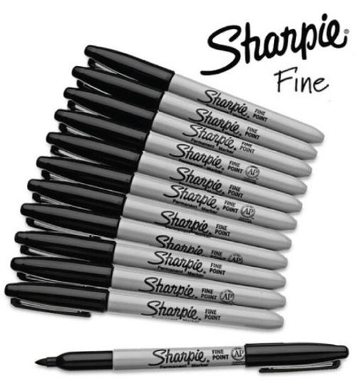 GENUINE Original Sharpie Black Marker Pens Fine Bullet Tip Permanent Markers 