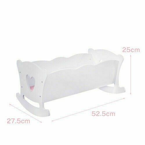 White Dolls Cradle Crib Cot with Bedding Set for 18-20" Dolls Wooden Rocking Bed — image 2