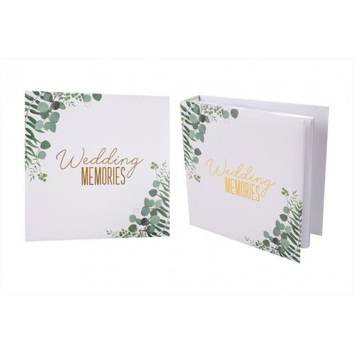 Wedding Photo Album Eucalyptus Gold And Green Design Elegant 200 Photos 6"x4"  — image 1