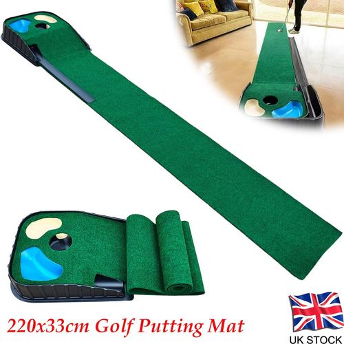 Golf Putting Mat with Auto Ball Return 220x33cm Indoor Practice Training Aid UK — image 1