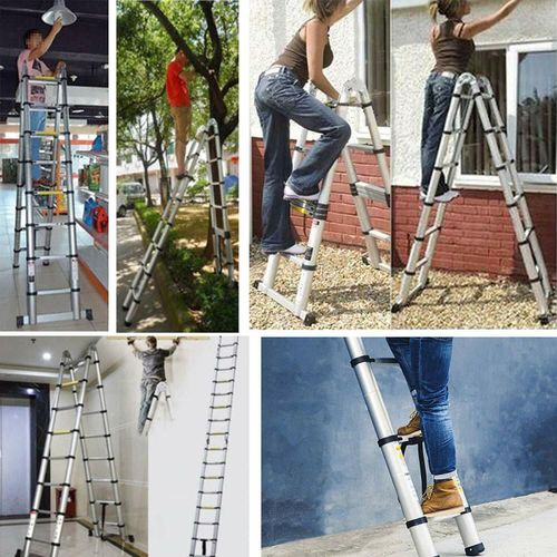 Telescopic Loft Ladder Extendable Collapsible Step Ladders Foldable Heavy Duty — image 10