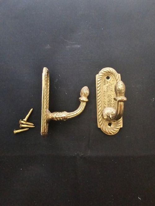 VICTORIAN BRASS ACORN CURTAIN TIE BACK HOOKS