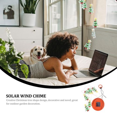 3Pcs Christmas Tree Solar Wind Chime Reusable Garden Hanging Light Ornament — image 3