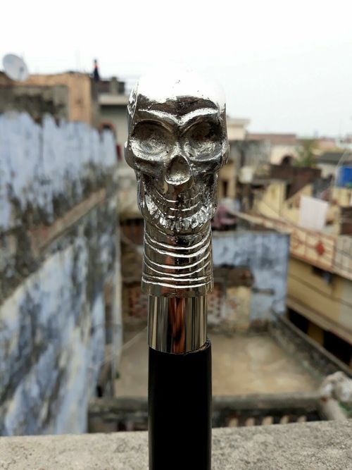 Solid Skull Designer Wooden Walking Stick/Cane Canes Vintage Style Gift — image 11