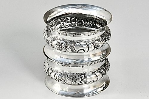 Pair Victorian 1886 Sterling Silver Napkin Rings Boxed, Constantine & Floyd Birm — image 18