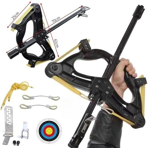Mini Compound Bow Mechanical Iron Sight Ball Launcher Rapid Steel Balls Shooting