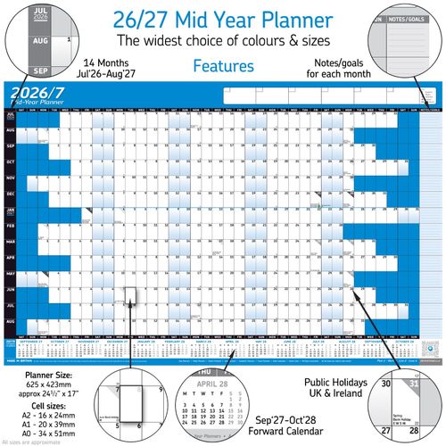 2026/2027 Mid-Year Planner Calender Academic Wall Chart ✔ Calendar BUMPER PACK — image 2