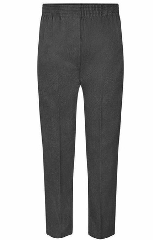 BOYS ALL AROUND FULL ELASTICATED SCHOOL PULL UP TROUSERS~GREY/BLACK~2/3 TO 15/16