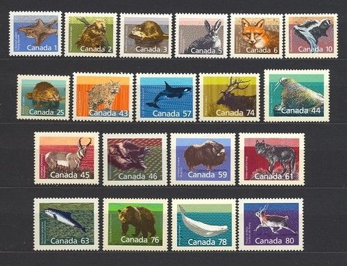 CANADA 1988-1993 #1155 etc, complete set of 19 Animals, Wildlife Mint NH