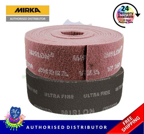 Mirka Mirlon Abrasive Scotch Rolls Grey Ultra Fine & Red Very Fine - 2 ROLLS 10M