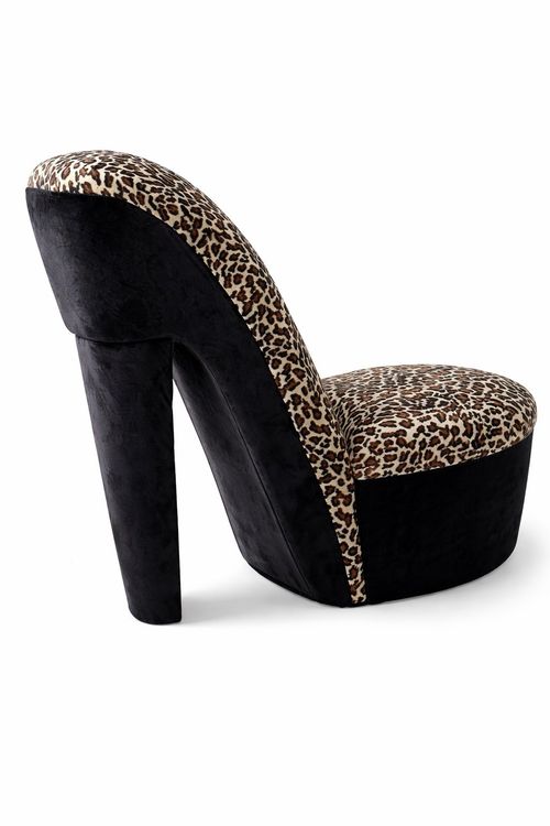 High Heel Shoe Chair Y2K Leopard Print Accent Chair Glam Bedroom Furniture — image 4