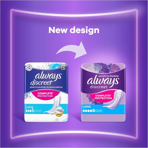 Always Discreet Incontinence Pads for Women,Long Plus,Absorbency 5,80 Pads(20x4) — image 5
