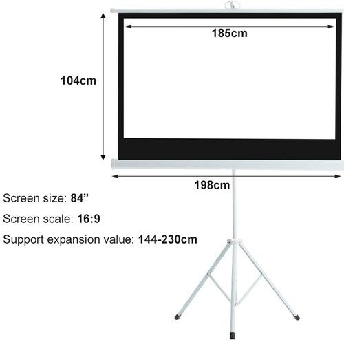 HD Projector Screen Mobile Portable Projection Screen With Tripod Stand 5 Sizes