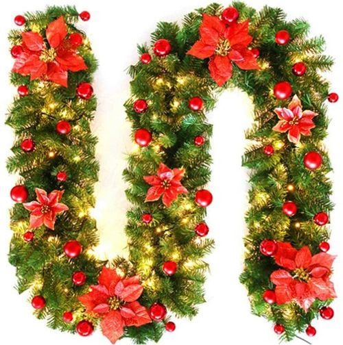 9ft Christmas Garland Decorations Fireplace Stair Artificial Wreath Bushy Pine